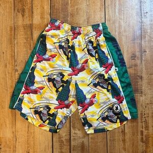 Flow Society shorts youth Large graphic lacrosse lax activewear green yellow
